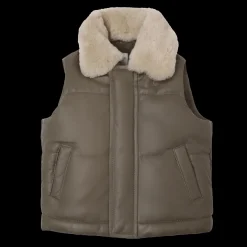 Bees Leather Bodywarmer | Dark Taupe Leather