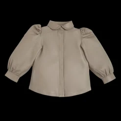Boa Leather Blouse | Grey Beige Leather