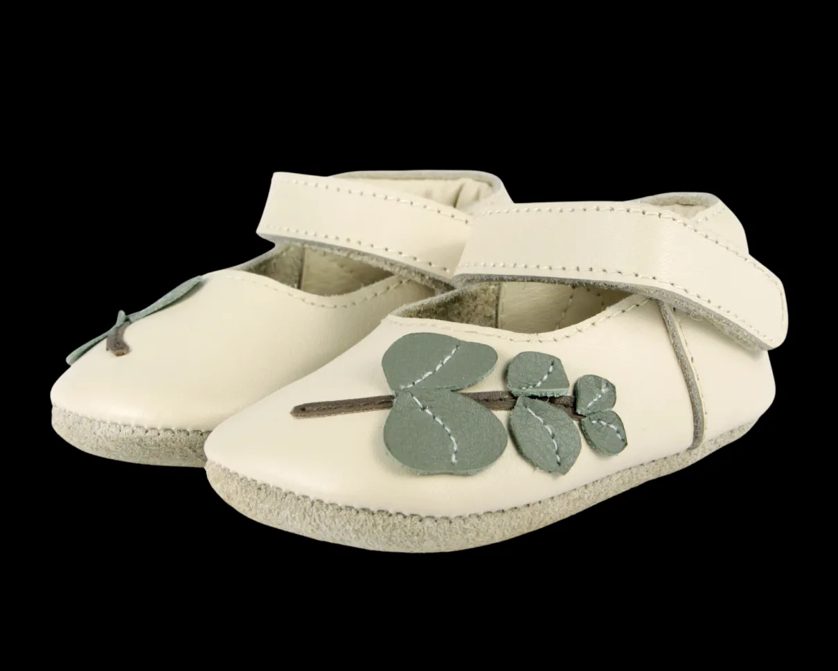 Isel Ballerinas | Eucalyptus | Cream Leather