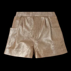 Ronie Leather Shorts | Rose Brown Metallic