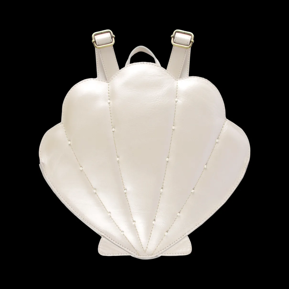 Seafo Schoolbag | Scallop | Off White Metallic Leather