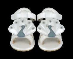 Vazi Sandals | Peacock | Off White Metallic Leather